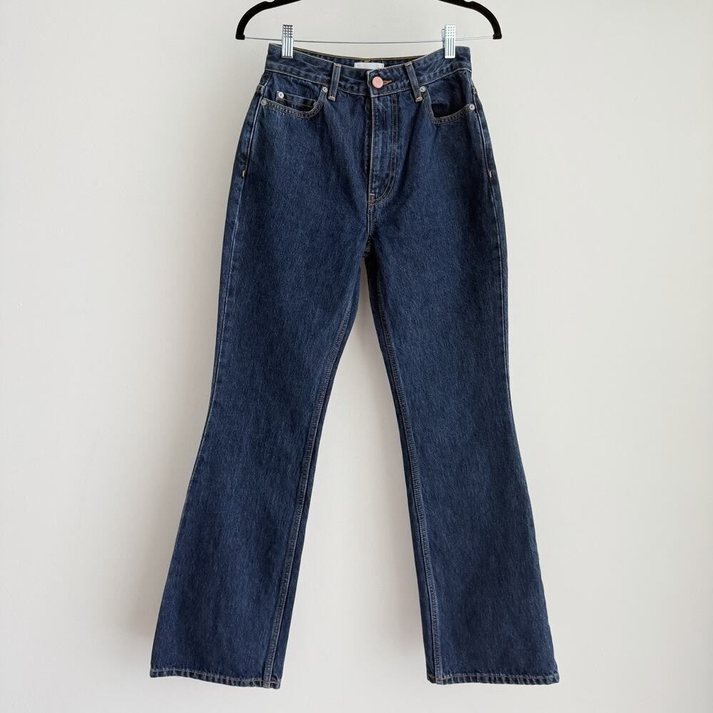GANNI Jeans Womens 26 Betzy Slim‎ Flare Dark Wash Blue Stone Minimalist Staple